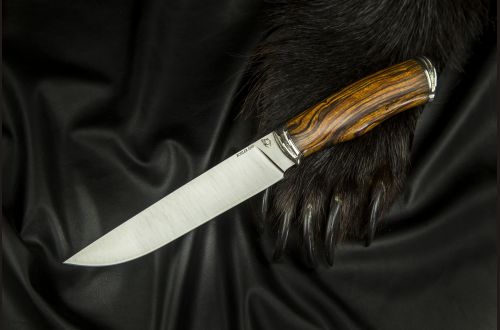 Нож Охотник 2 <span>(S390, спуски от обуха, айронвуд, литьё мельхиор)</span>