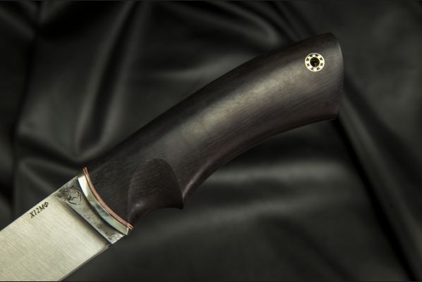 Нож Боровик - Premium <span>(Х12МФ, чёрный граб, мозаичный пин под темляк)</span>