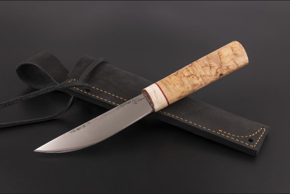 Нож Якутский средний №39 <span>(сталь х12мф, карельская береза, рог лося, вставка фибра)</span>