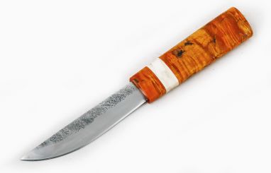 Нож Якутский средний №34 <span><span>(сталь х12мф, стабилизированная карельская береза, вставка рог лося)</span></span>