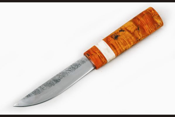 Нож Якутский средний №34 <span>(сталь х12мф, стабилизированная карельская береза, вставка рог лося, Кованый дол)</span>