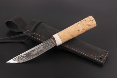Нож Якутский средний №30 <span><span>(сталь х12мф, карельская береза, рог лося)</span></span>
