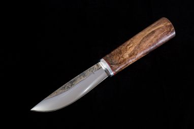 Нож Якутский малый №44 <span><span>(сталь х12мф, стабилизированная карельская береза, притин дюраль)</span></span>