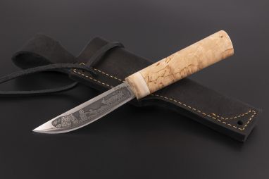 Нож Якутский малый №38 <span><span>(сталь х12мф, карельская береза, рог лося)</span></span>