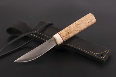 Нож Якутский малый №37 <span><span>(сталь х12мф, карельская береза, рог лося, фибра)</span></span>