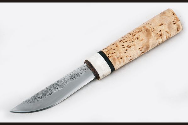 Нож Якутский малый №36 <span>(сталь х12мф, карельская береза, рог лося, эбонит, Кованый дол)</span>