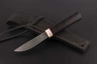 Нож Якутский малый №21 <span><span>(дамасская сталь, граб, рог лося, вставка фибра)</span></span>
