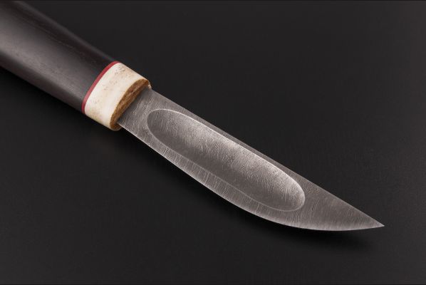 Нож Якутский малый №21 <span>(дамасская сталь, граб, рог лося, вставка фибра)</span>