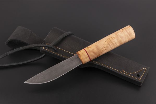 Нож Якутский малый №10 <span>(дамасская сталь, карельская береза, вставка фибра)</span>