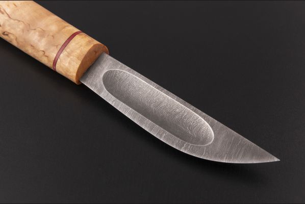 Нож Якутский малый №10 <span>(дамасская сталь, карельская береза, вставка фибра)</span>