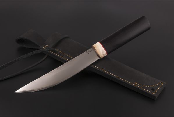 Нож Якутский большой №8 <span>(95х18, граб, рог лося, вставка фибра)</span>