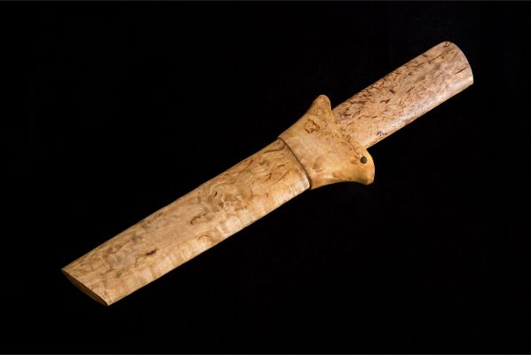 Нож Якутский большой №41 деревянные ножны <span>(сталь х12мф, карельская береза, Кованый дол)</span>