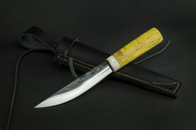 Нож Якутский большой №33 <span><span>(сталь х12мф, стабилизированная карельская береза, рог лося)</span></span>