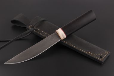 Нож Якутский большой №23 <span><span>(дамасская сталь, граб, рог лося, вставка фибра)</span></span>