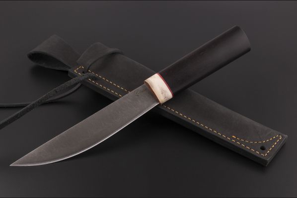 Нож Якутский большой №23 <span>(дамасская сталь, граб, рог лося, вставка фибра)</span>