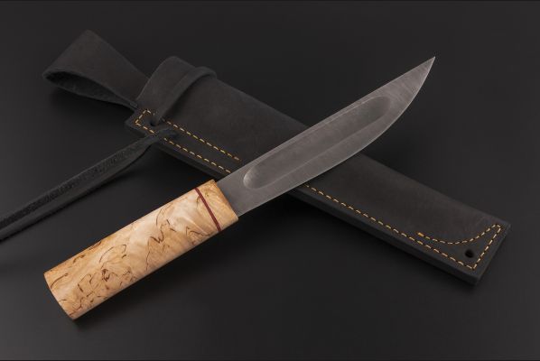 Нож Якутский большой №22 <span>(дамасская сталь, карельская береза, вставка фибра)</span>
