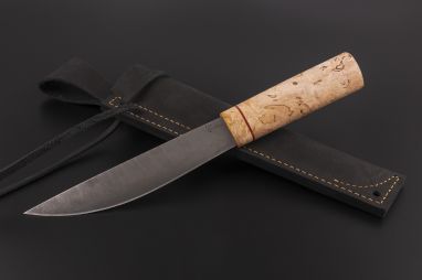 Нож Якутский большой №22 <span><span>(дамасская сталь, карельская береза, вставка фибра)</span></span>
