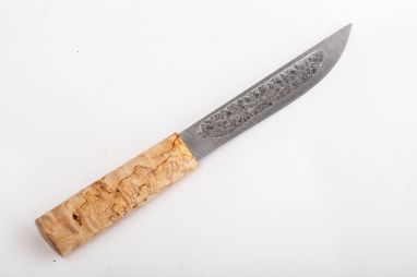Нож Якутский большой №16 <span><span>(дамасская сталь, карельская береза, Кованый дол)</span></span>
