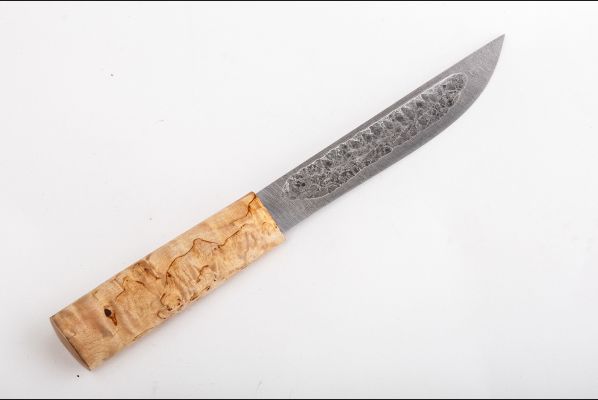 Нож Якутский большой №16 <span>(дамасская сталь, карельская береза, Кованый дол)</span>