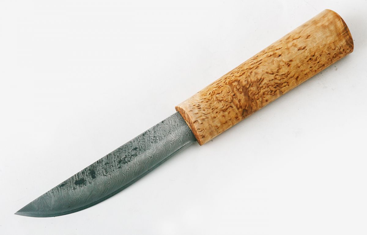 Нож Якутский средний №13 (дамасская сталь, карельская береза,  дол)