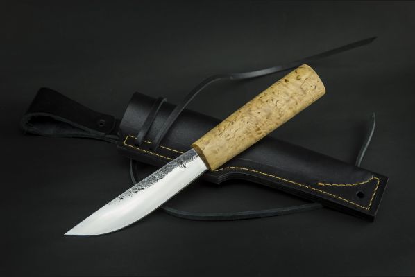 Нож Якутский средний №35 <span>(сталь х12мф, карельская береза, Кованый дол)</span>