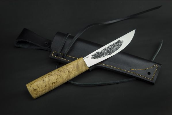 Нож Якутский средний №35 <span>(сталь х12мф, карельская береза, Кованый дол)</span>
