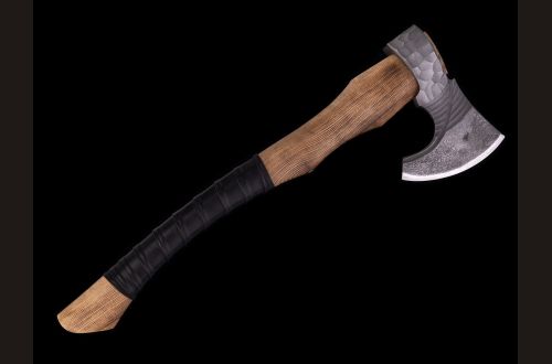 Топор большой 06 <span>(шх15 + у10а, под камень, рукоять ясень, кожа)</span>