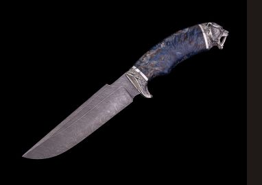 Нож Лиман <span><span>(дамаск, стабилизированная карельская берёза, литьё мельхиор)</span></span> 
