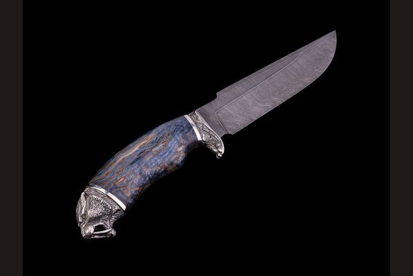 Нож Лиман <span>(дамаск, стабилизированная карельская берёза, литьё мельхиор)</span> 