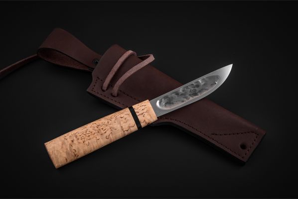 Якутский нож, малый <span>(х12мф, карельская береза, вставка черный граб, кованный дол)</span>