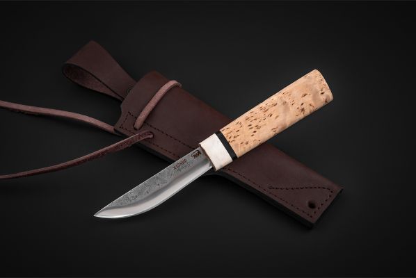 Якутский нож, малый <span>(х12мф, карельская береза, больстер лосиный рог, кованный дол)</span>